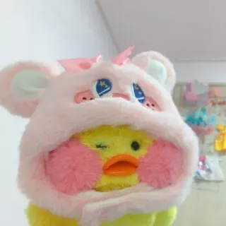 😐 canard, peluche, peluche, mignon, rose, animal, jouet telegram sticker