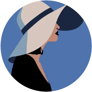 🌸 женщина, шляпа, мода, портрет, профиль, синий, силуэт telegram sticker
