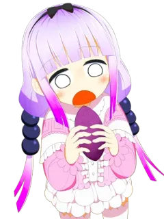 🤤 Kanna Kamui Miss Kobayashi's Dragon Maid Anime, Kanna, Dragão, Fofo, Kawaii, Cabelo Roxo, Garota Anime whatsapp sticker