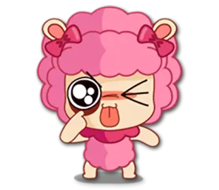 😜 Schaf, Cartoon, Niedlich, Tier, Rosa, Figur, Aufkleber whatsapp sticker