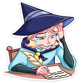 😭 Zauberer, weinen, schreiben, Hut, Hexenmeister, Tränen telegram sticker
