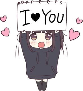 😍 I ♥ You schattig, liefde, anime, hart, kawaii telegram sticker