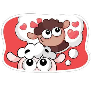 😊 cartoon, sheep, love, heart, cute, animal, bow whatsapp sticker