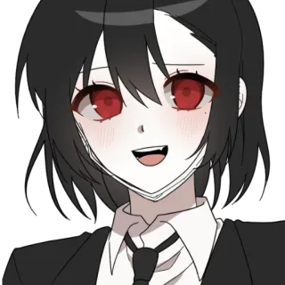 🔮 Anime, Retrato, Monocromo, Ojos rojos telegram sticker