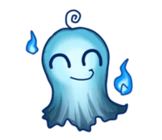 ☺️ Geist, niedlich, freundlich, Cartoon, blau, Gespenst whatsapp sticker