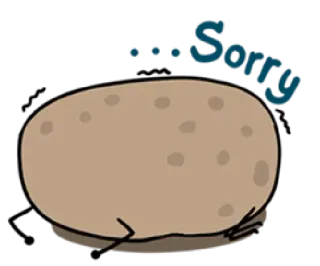 😟 ... Sorry potato, sorry, apology, cartoon, cute telegram sticker