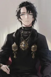 😎 anime, male, black hair, ornate, portrait, character telegram sticker