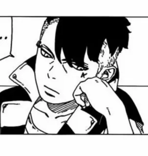 🪐 Kawaki Boruto ... 动漫, 漫画, 川木, 博人, 角色, 黑白 telegram sticker