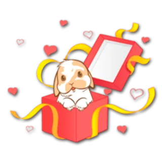 🎁 ウサギ, バニー, ギフト, ボックス, ハート, かわいい, 動物 telegram sticker