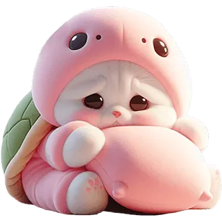😔 mignon, kawaii, tortue, chaton, chat, animal, adorable, animal de compagnie whatsapp sticker