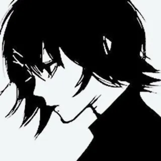 🌟 Anime, Blanco y negro, Perfil, Emo, Gótico telegram sticker