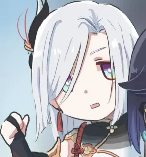 👍 Shenhe Genshin Impact 动漫, 电子游戏, 原神, 申鹤, Q版, 可爱, 卡通 telegram sticker