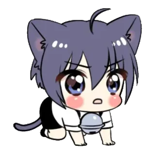 🫐 gatto, anime, carino, kawaii, chibi, manga, gattino telegram sticker