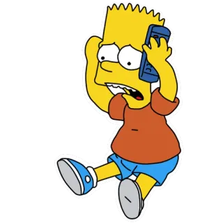 😧 Bart Simpson The Simpsons bart simpson, the simpsons, cartoon, character, yellow, phone, scared telegram sticker