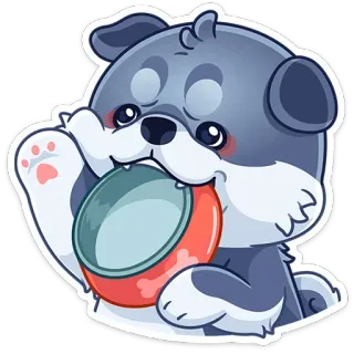 🥣 anjing, binatang, hewan peliharaan, anak anjing, imut, mangkuk, makanan, lapar telegram sticker
