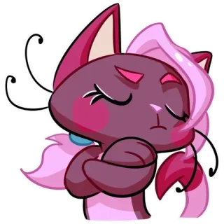 😒 кот, животное, милый, мультфильм, розовый, стикер whatsapp sticker