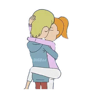 ❤ DIGE44 dibujos animados, beso, abrazo, pareja, amor telegram sticker