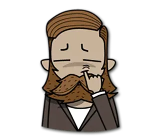 👃 man, beard, cartoon, character, illustration, thinking telegram sticker