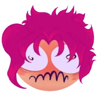 😳 emoticon, arrabbiato, capelli rosa, cartone animato, emotivo telegram sticker