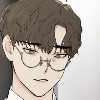 🧋 man, glasses, anime style, korean drama, portrait, serious telegram sticker