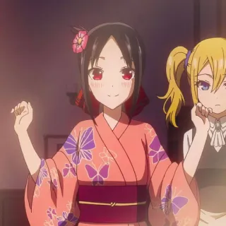 🙂 Kaguya Shinomiya Kaguya-sama: Love Is War Аниме, Kaguya-sama: Love Is War, Кагуя Синомия, милая, девушка, кимоно telegram sticker