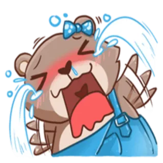 😭 哭泣, 悲伤, 熊, 卡通, 情感, 眼泪 telegram sticker