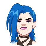 π Jinx Arcane cartone animato, capelli blu, videogioco, League of Legends, espressione telegram sticker