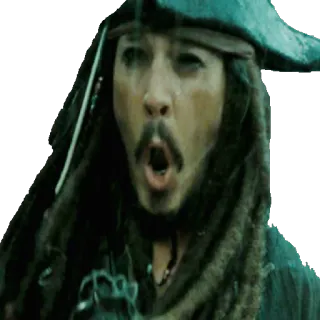 😯 Jack Sparrow Pirates of the Caribbean bajak laut, film, kapten, Sparrow, Johnny Depp telegram sticker