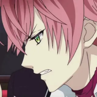 🥀 Anime, Manga, Capelli rosa, Arrabbiato, Profilo, Cartone animato, Illustrazione telegram sticker