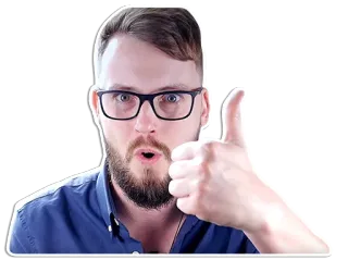 👍 Mann, Daumen hoch, Brille, Positiv, Zustimmung, Sticker whatsapp sticker