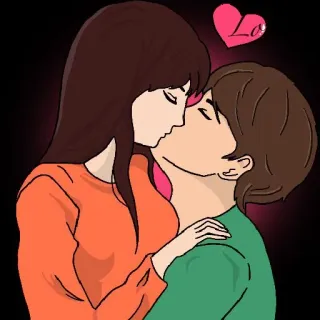 🙈 จูบ, ความรัก, คู่รัก, ความโรแมนติก, ความรักใคร่, หัวใจ telegram sticker