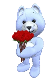 💐 oso, osito, rosas, flores, ramo, amor, saludo telegram sticker