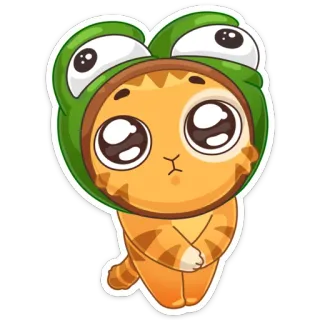 🙄 猫, 小猫, 青蛙, 帽子, 可爱 telegram sticker
