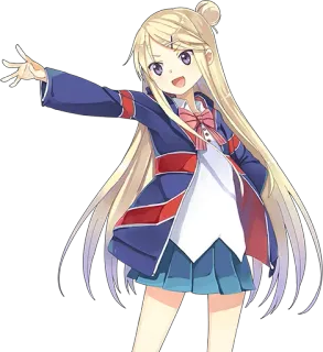 ✋ Anime Mädchen, blonde Haare, Uniform, Schulmädchen, süß, lächelnd telegram sticker