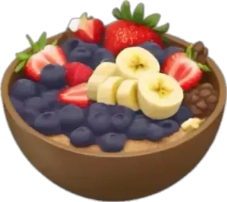 🤩 Obst, Beeren, Banane, Schüssel, gesund, Frühstück, Essen, Dessert telegram sticker