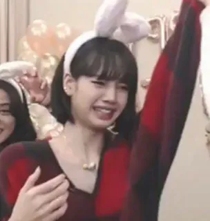 😫 Lisa kpop, cantor, orelhas de coelho, pessoa, mulher, sorriso telegram sticker