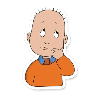 🤔 Cartone animato, Pensando, Triste, Pensieroso, Preoccupato, Adesivo, Illustrazione telegram sticker
