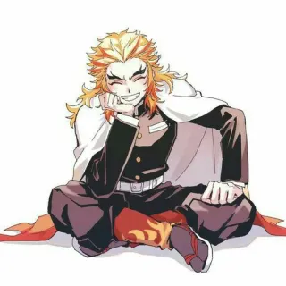 🔥 Rengoku Kyoujurou Demon Slayer アニメ, 鬼滅の刃, 煉獄, キャラクター, 笑顔, 炎 telegram sticker