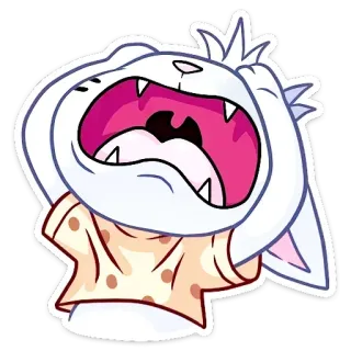 😲 マンガ, 動物, あくび, 眠い, 眠たい, ステッカー telegram sticker