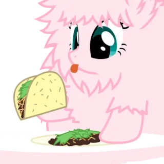 🌮 pony, taco, eating, food, cartoon, pink telegram sticker