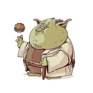 😐 Yoda Star Wars Yoda, Star Wars, hamburger, cartoon, green, master, burger telegram sticker