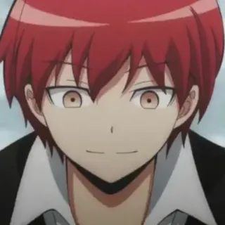 🙂 Karma Akabane Assassination Classroom Anime, Cabelo ruivo, Personagem, Sorrindo, Masculino telegram sticker