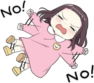💗 NO! crying, tantrum, cartoon, sticker, girl telegram sticker
