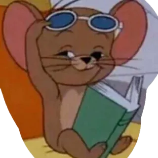 😎 Jerry Tom and Jerry Cartone animato, Topo, Occhiali da sole, Lettura, Jerry telegram sticker