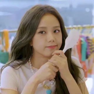 ✨ Jisoo K-pop, Blackpink, певица, знаменитость, женщина, ложка, азиатка whatsapp sticker