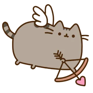 💘 Pusheen 猫, ステッカー, マンガ, 動物, かわいい, キューピッド, 愛 telegram sticker