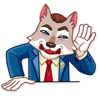 👂 loup, homme d'affaires, écoute, oreille, costume, argent telegram sticker