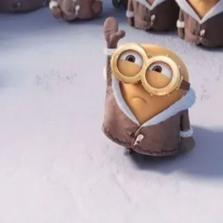 ✋ Minion Despicable Me minion, cartoon, winter, snow, gesture telegram sticker