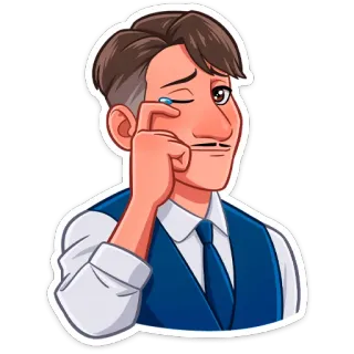 😢 การ์ตูน, ผู้ชาย, อารมณ์, ชุดทางการ, สีหน้า, ตัวละคร telegram sticker