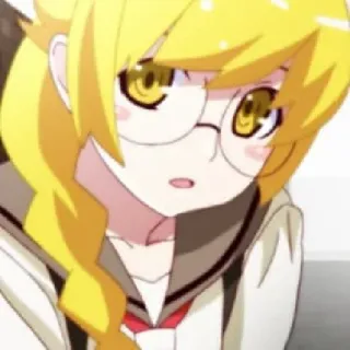 🧿 Anime, Charakter, Brille, Gelbe Haare, Cartoon telegram sticker